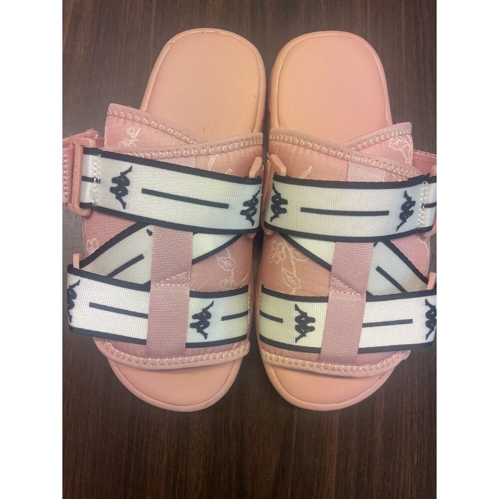 Kappa Women 35/9 US Logo Slide Sandal Adjustable Strap Hook & Loop Closure